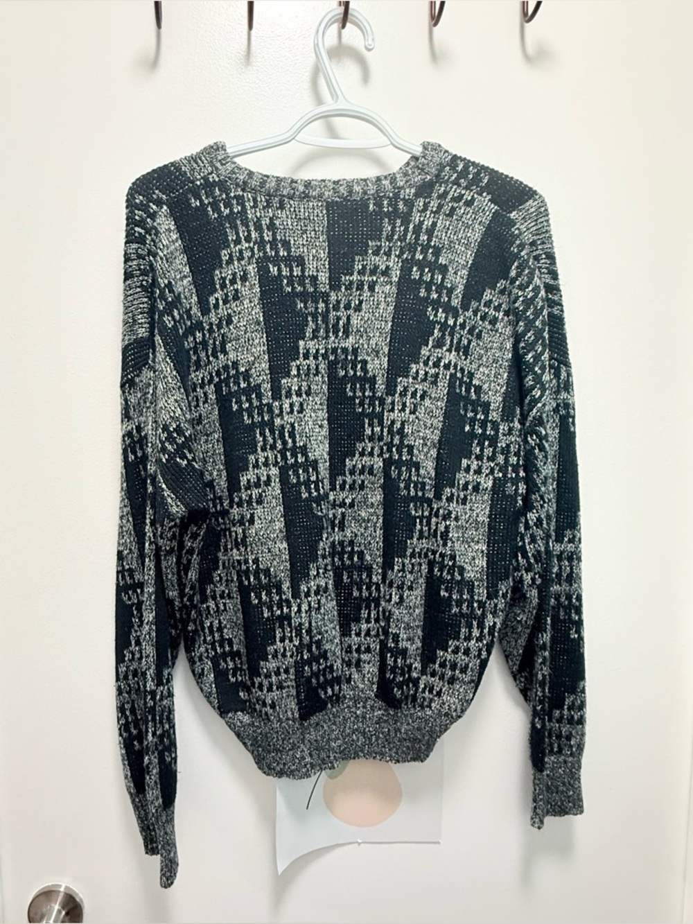 Vintage 80s 90s Geometric Abstract Knit Grandpa Sweater - Slouchy Retro Jumper